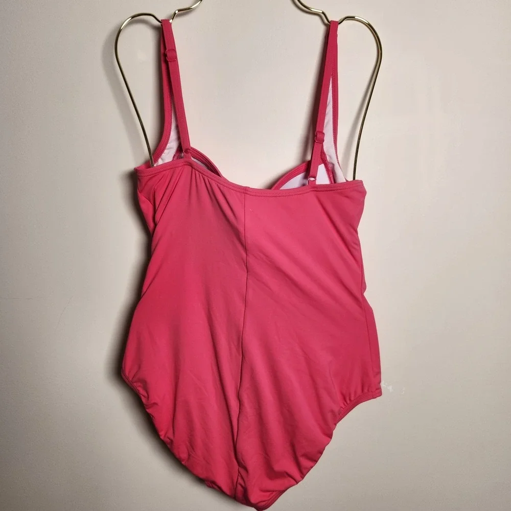 NWT Carmen Marc Valvo Swim Sense One Piece Swimsuit Pink Size 14 C2C466A